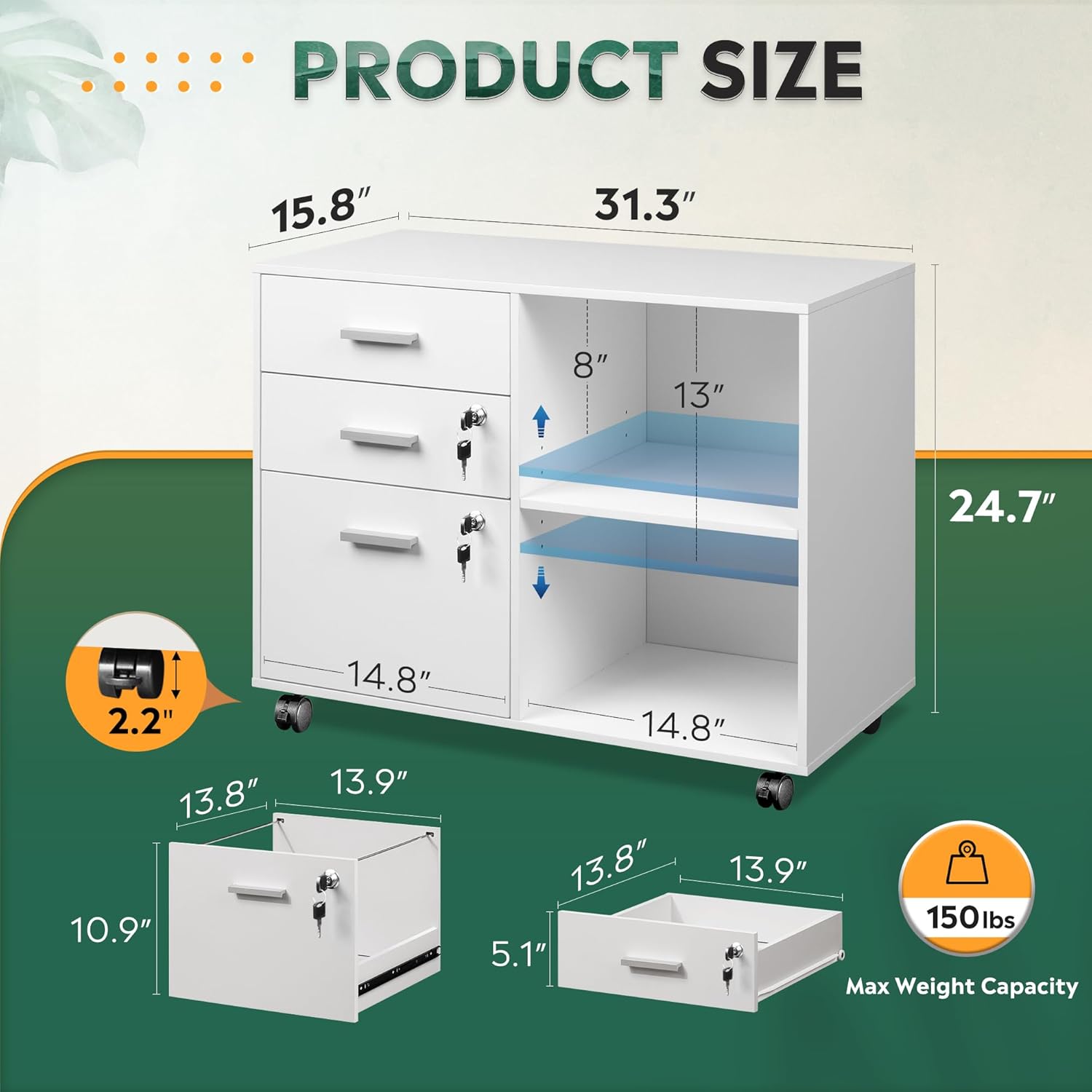 3-Drawer Wood File Cabinet wit – Commercial Printer recenzja i cena