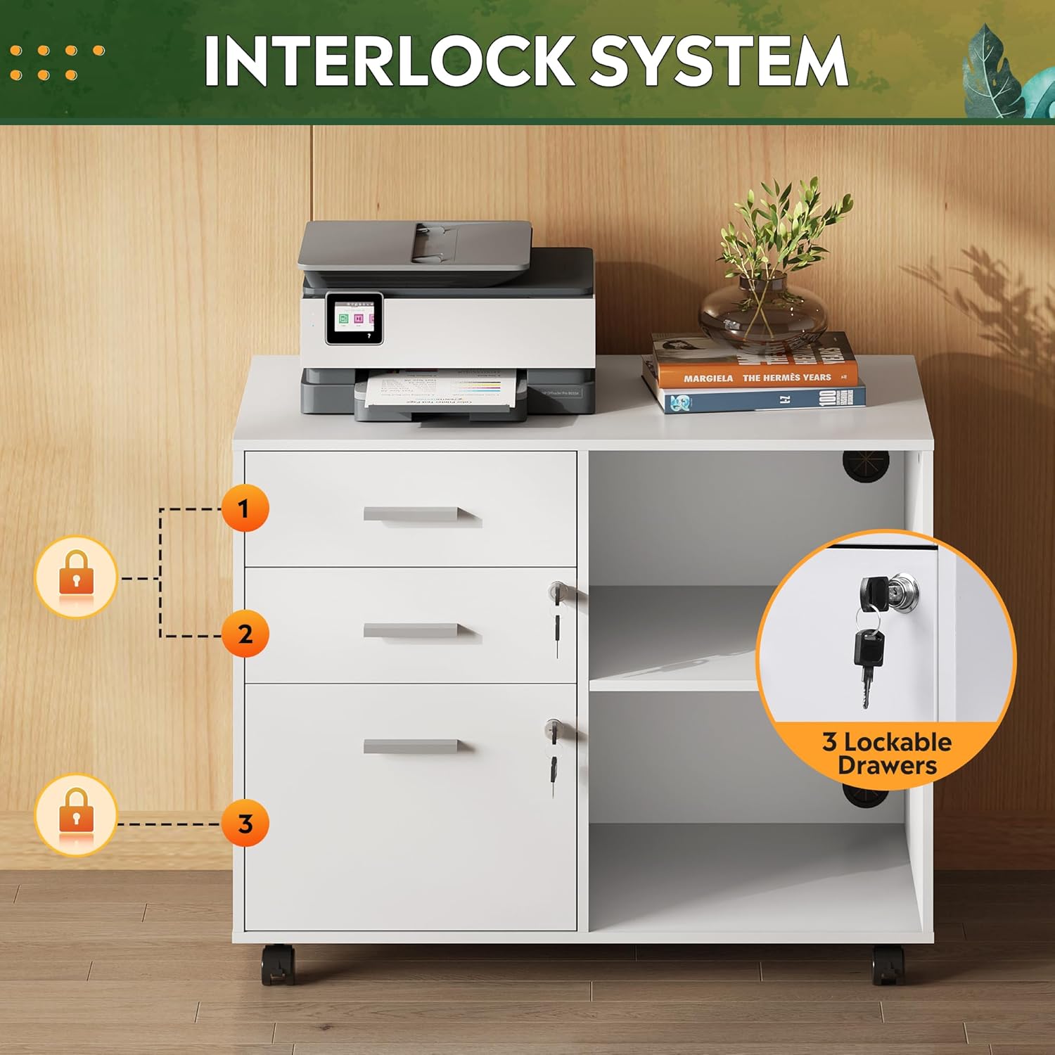 3-Drawer Wood File Cabinet wit – Commercial Printer recenzja i cena
