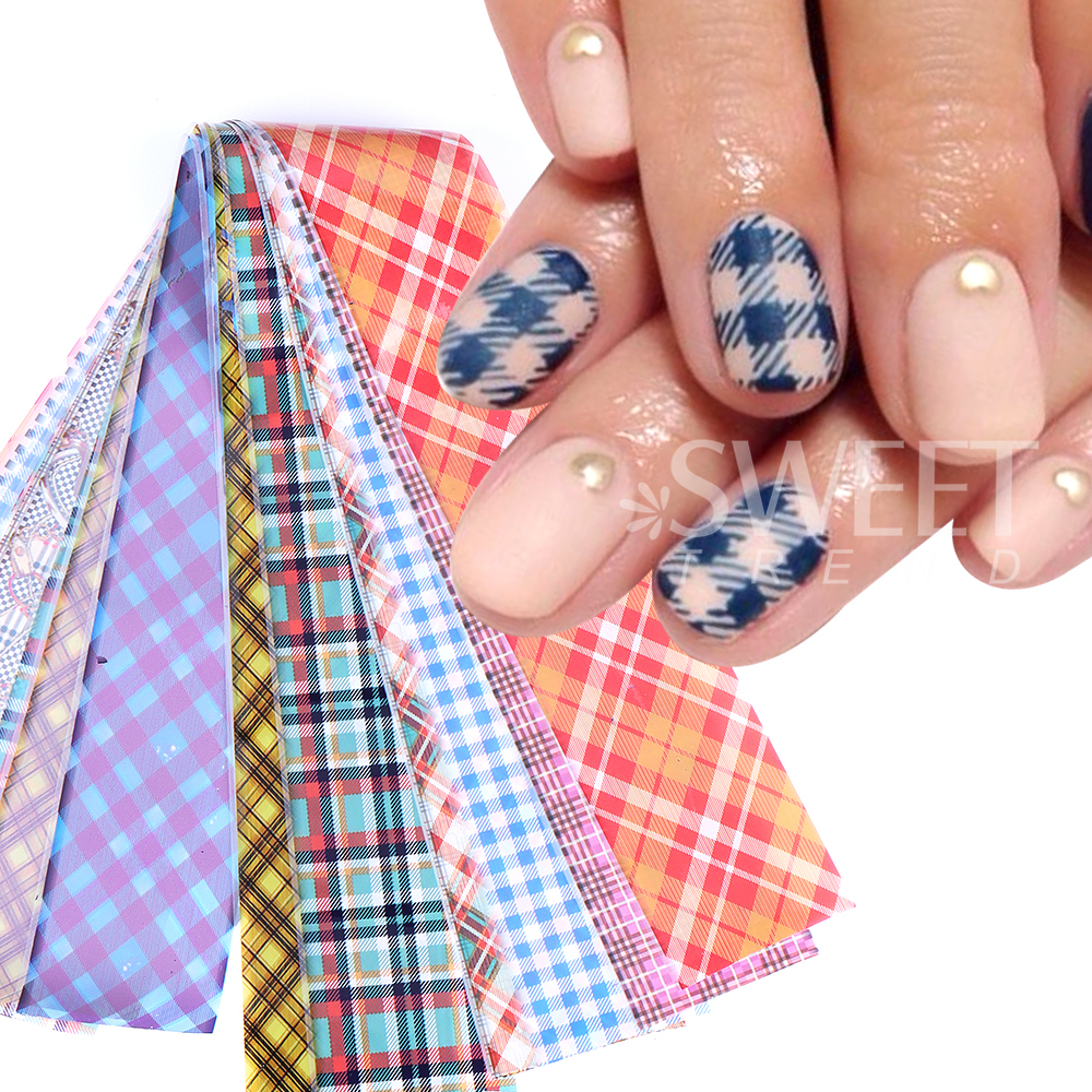 10PCS Plaid Nail Art Foil Tran – White Toner Transfer Paper recenzja i cena